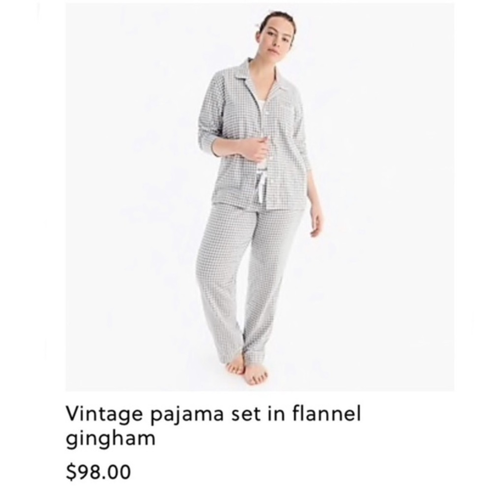 J. Crew Flannel Pajama PJ Set Gingham EUC